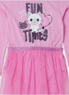 NAME IT Kids Graphic Ruffle Hem Dress  - Image 3