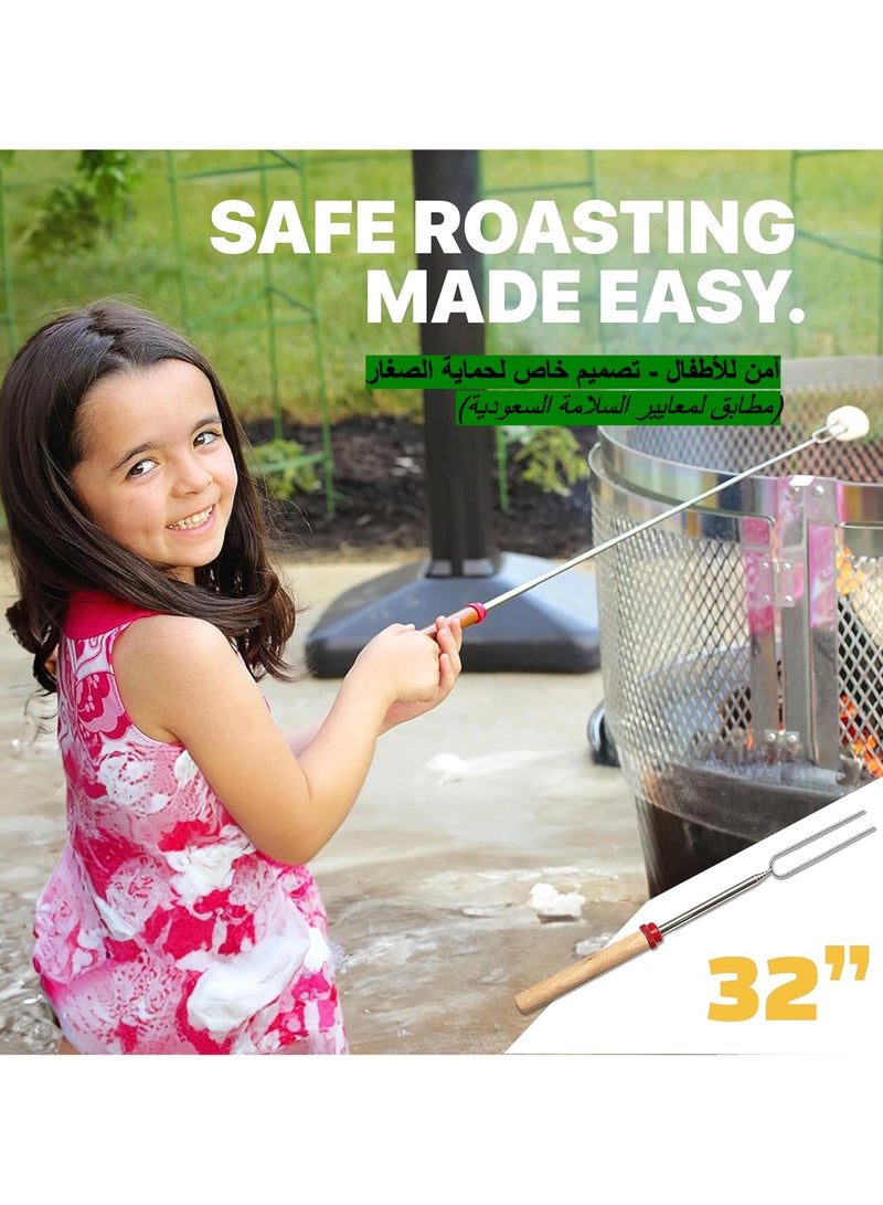 ZAYVA Stainless Steel BBQ Grill Skewers Set of 8 - 32" Retractable Camping Accessories with Heat-Resistant Handles, Telescopic Roasting Sticks for Campfire, Smores & Outdoor Cooking - Image 3