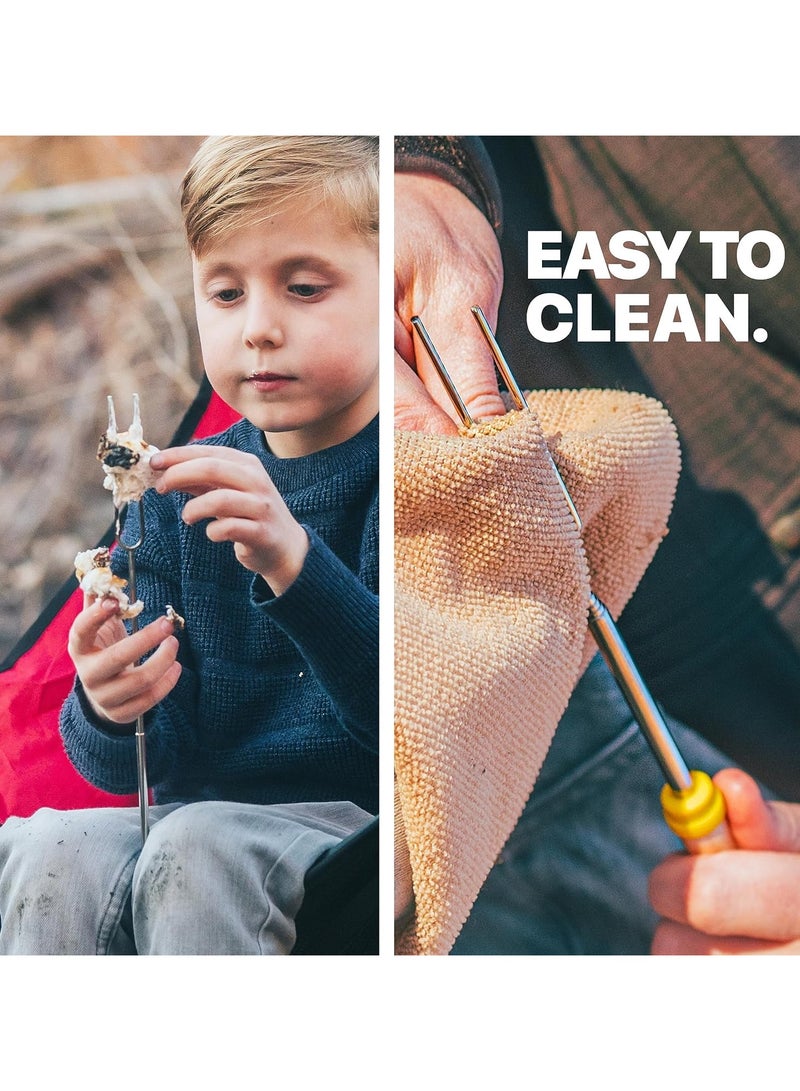 ZAYVA Stainless Steel BBQ Grill Skewers Set of 8 - 32" Retractable Camping Accessories with Heat-Resistant Handles, Telescopic Roasting Sticks for Campfire, Smores & Outdoor Cooking - Image 4