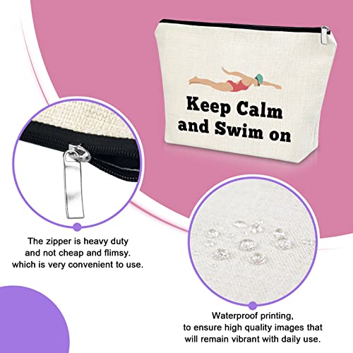 Sazuwu Swimming Gifts for Women Swim Lover Gifts Makeup Bag Swimming Team Gifts Swim Birthday Gifts for Girls Cosmetic Bag Swim Coach Thank You Gifts Graduation Christmas Gift Travel Pouch - Image 3