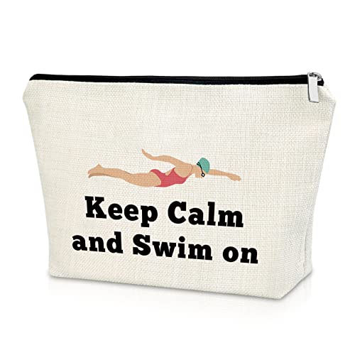 Sazuwu Swimming Gifts for Women Swim Lover Gifts Makeup Bag Swimming Team Gifts Swim Birthday Gifts for Girls Cosmetic Bag Swim Coach Thank You Gifts Graduation Christmas Gift Travel Pouch - Image 1