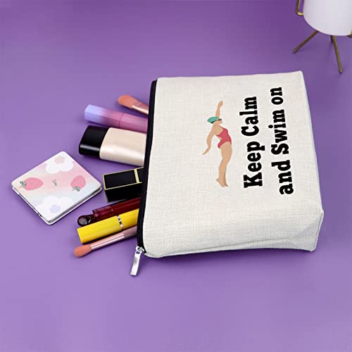 Sazuwu Swimming Gifts for Women Swim Lover Gifts Makeup Bag Swimming Team Gifts Swim Birthday Gifts for Girls Cosmetic Bag Swim Coach Thank You Gifts Graduation Christmas Gift Travel Pouch - Image 5