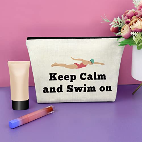 Sazuwu Swimming Gifts for Women Swim Lover Gifts Makeup Bag Swimming Team Gifts Swim Birthday Gifts for Girls Cosmetic Bag Swim Coach Thank You Gifts Graduation Christmas Gift Travel Pouch - Image 2