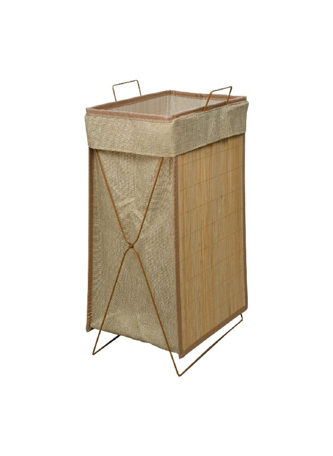HONEYBEE Collapsible Sustainable and Eco Friendly Bamboo Laundry Hamper Natural 61 x 32 x 27 cm BSB0023A-A  - Image 1