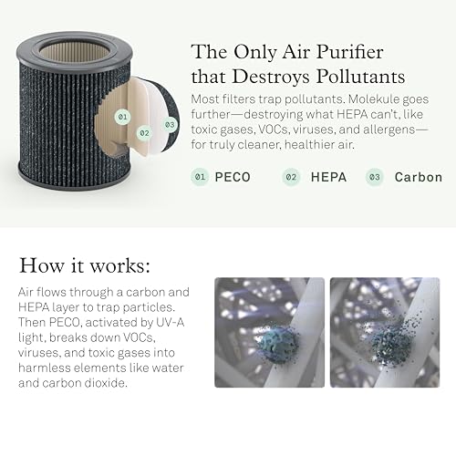 Molekule Mini/Mini+ Air Filter - Authentic Molekule Air Purifier Filter Replacement - PECO-HEPA Tri-Power Technology - Captures & Destroys Pollutants - Advanced Smoke Filtration - Image 2