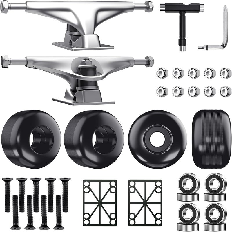Jizmo Skateboard Trucks, Fits 7.75-8" Deck, Skateboard Wheels 52mm, Skateboard Bearings ABEC-9, Skateboard Pads, Skateboard Hardware Tool Combo Starter Set - Image 1