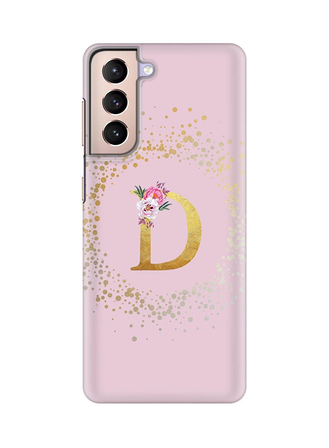 Stylizedd Monogram Slim Cover for Samsung Galaxy S21 Plus 5G Case Custom Initials Letter Floral Pattern Snap Series Mobile Cover Matte Alphabet  - D (Pink) - Image 1