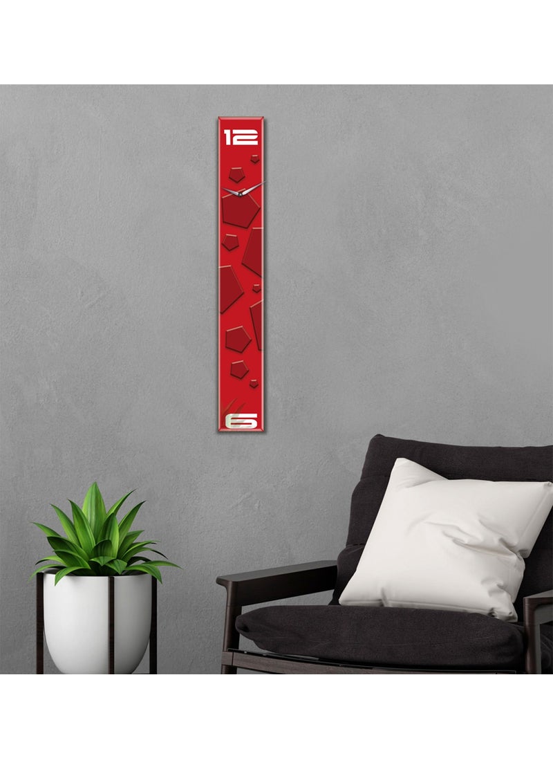DECORITA Glass Wall Clock | Futuristic Glass Clock | Geometric Red | 10CMx70CM  - Image 1