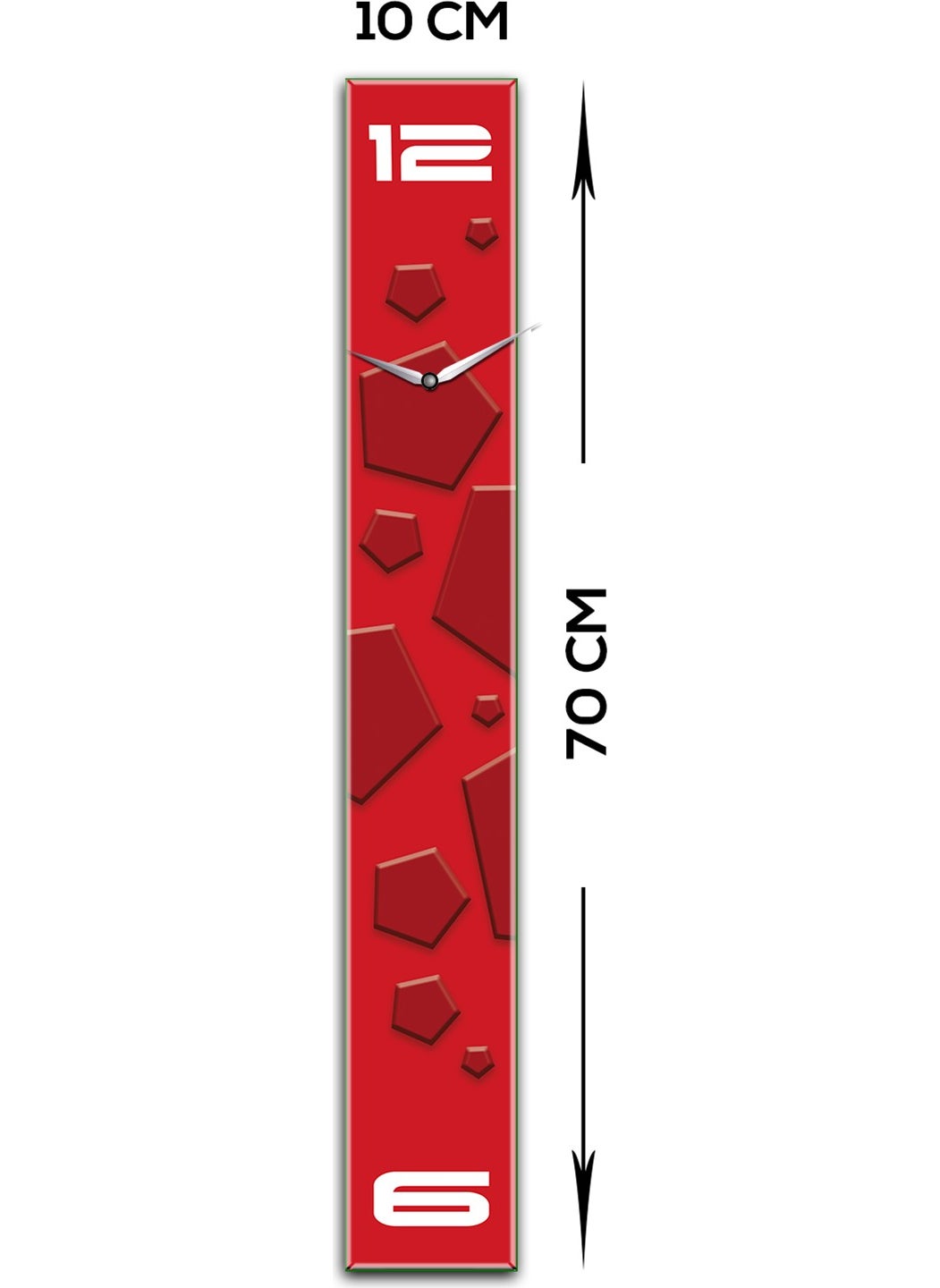 DECORITA Glass Wall Clock | Futuristic Glass Clock | Geometric Red | 10CMx70CM  - Image 2