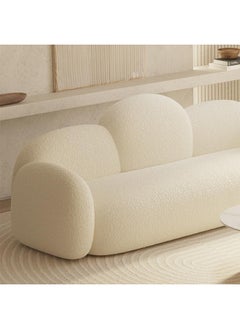Comfynest Scandinavian Sherpa Upholstered Sofa with Soft Beige Fabric in Classic Off-White, 226x79x81 cm (3+1 Seater)  - Image 3
