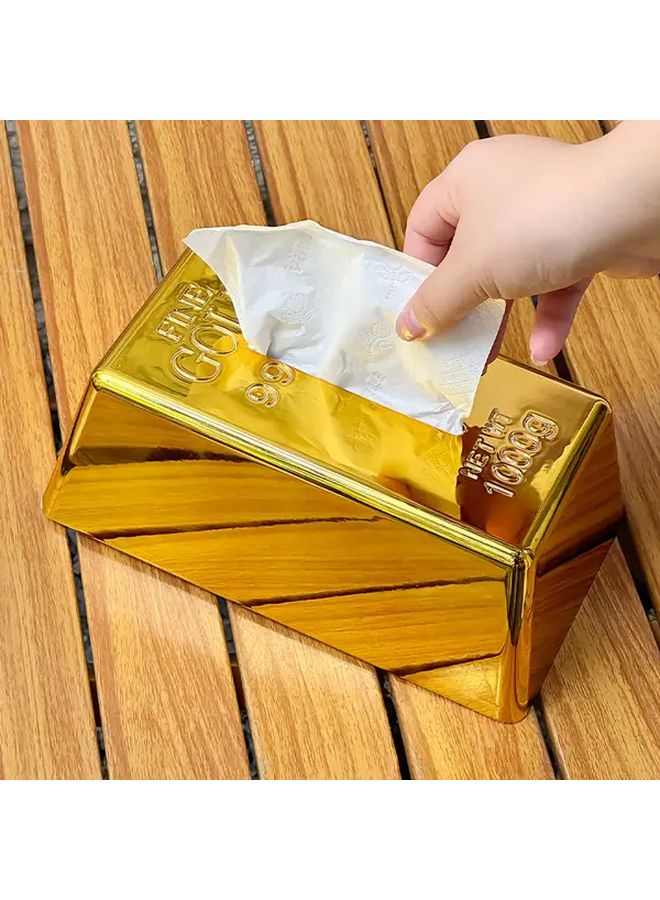 صندوق المناديل من الطوب الذهبي، ديكور منزلي إبداعي من الراتنج لطاولة غرفة المعيشة - Image 3