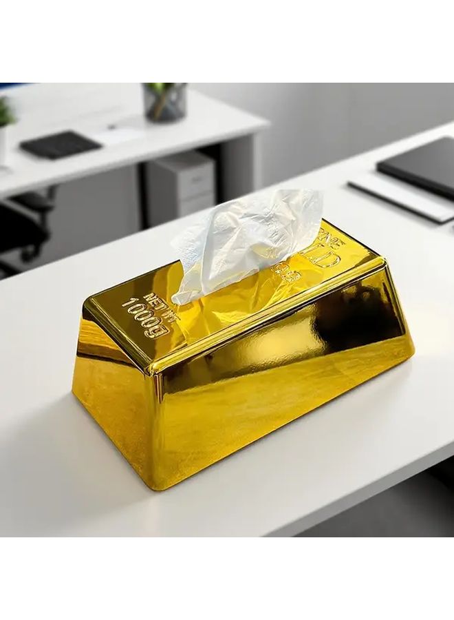 صندوق المناديل من الطوب الذهبي، ديكور منزلي إبداعي من الراتنج لطاولة غرفة المعيشة - Image 2