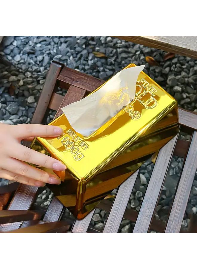 صندوق المناديل من الطوب الذهبي، ديكور منزلي إبداعي من الراتنج لطاولة غرفة المعيشة - Image 5