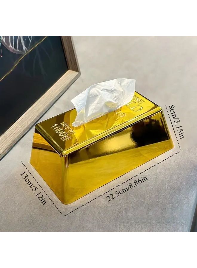 صندوق المناديل من الطوب الذهبي، ديكور منزلي إبداعي من الراتنج لطاولة غرفة المعيشة - Image 4