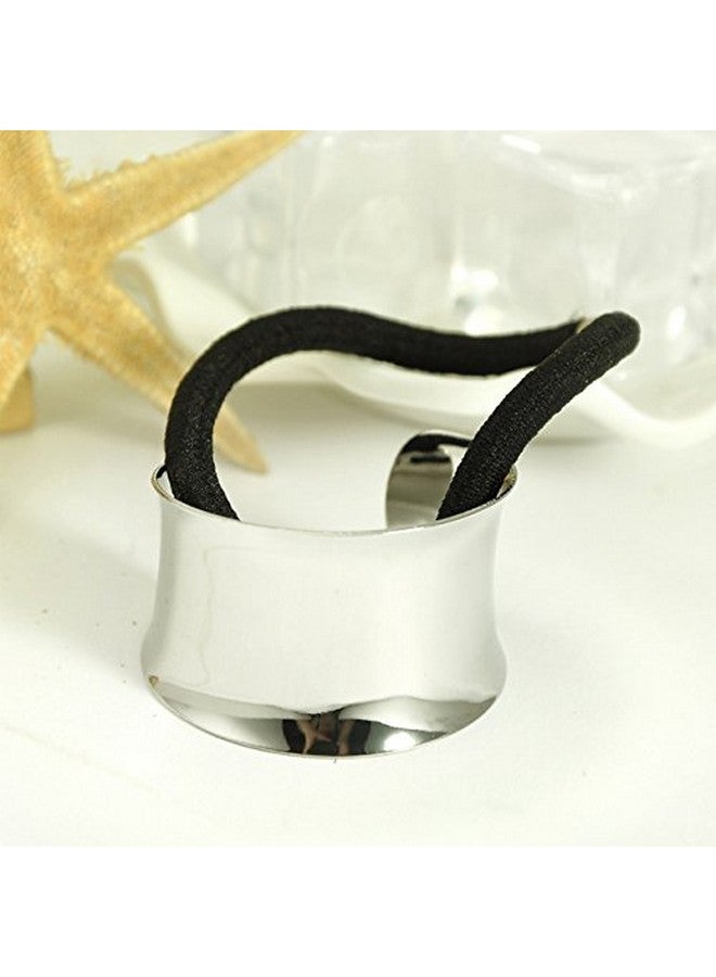 El Regalo Circle Cuff Elastic Ponytail Holders Hair Tie | Curved Cuff Semicircle Elastic Stretch Ponytail Holder Hair Rubber Band for Girls & Women (1 Silver) - Image 2