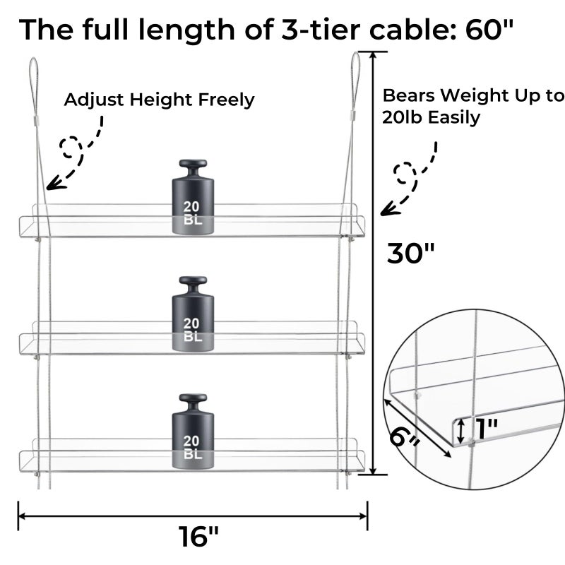 Tlence 3-Tier Hanging Clear Plant Shelves, Acrylic Window Flower Display Shelf, Height Adjustable Indoor Wall Plant Stand, Succulents Pot Organizer Storage for Herbs Microgreens Seedling Growth - Image 2