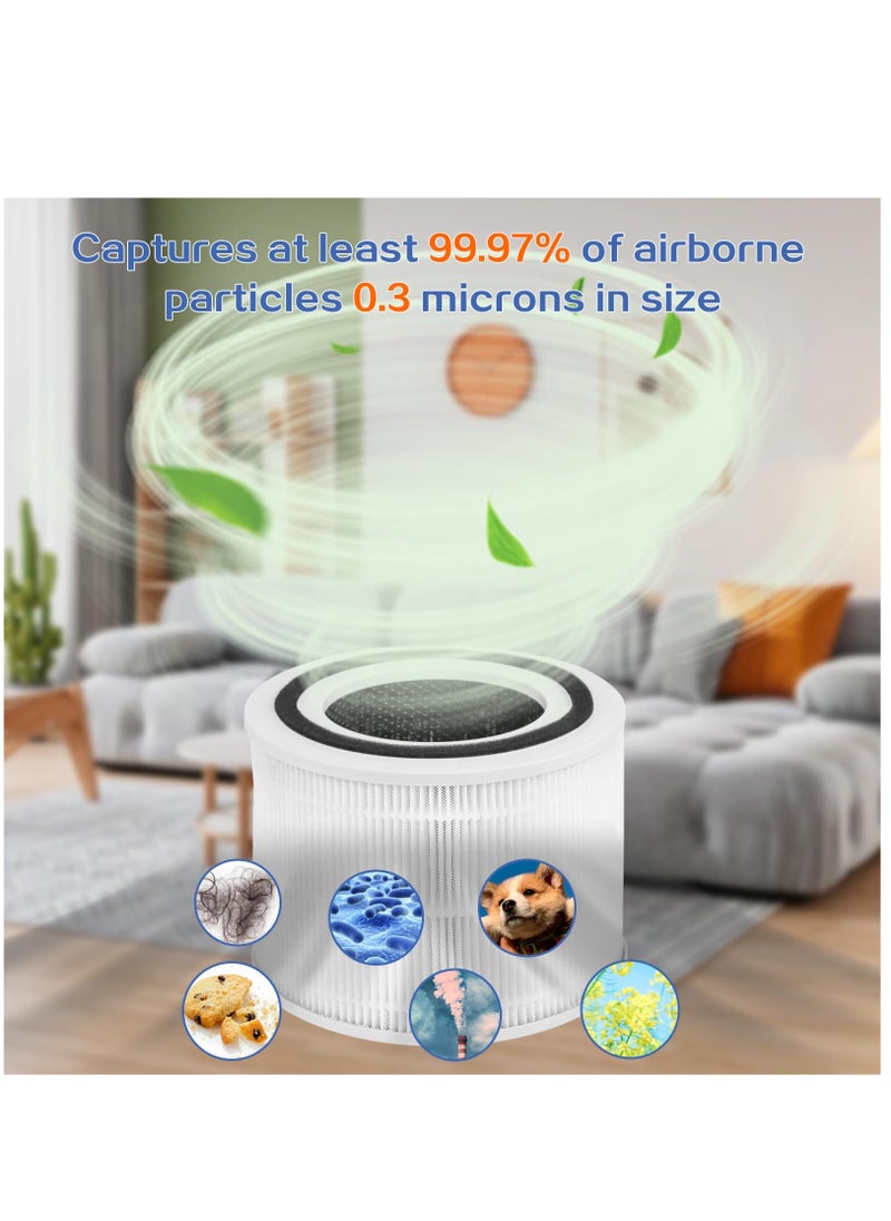 Excefore - Core 300 Replacement Filter for LEVOIT Core 300 and Core 300s Air Purifier, 3-in-1 True HEPA Filter with Activated Carbon Pre-Filter, Compare to Part No. Core 300-RF, 2 Pack, White - Image 1