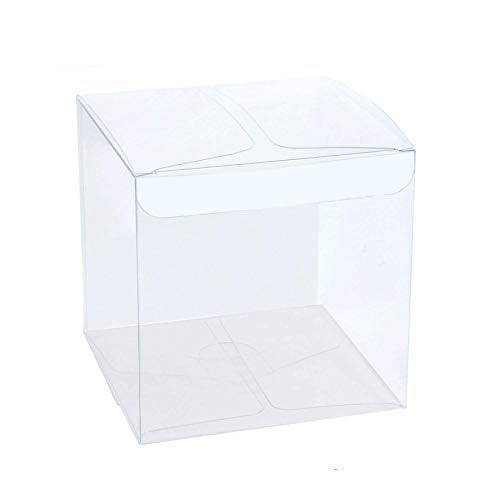 Mose Cafolo 50pcs 2.5x2.5x2.5 inches (6.35x6.35x6.35cm) Clear Plastic Candy Gift Boxes Thick PVC Anti Scratch Holiday Wedding Party Favor (Transparent Cube Box) - Image 1