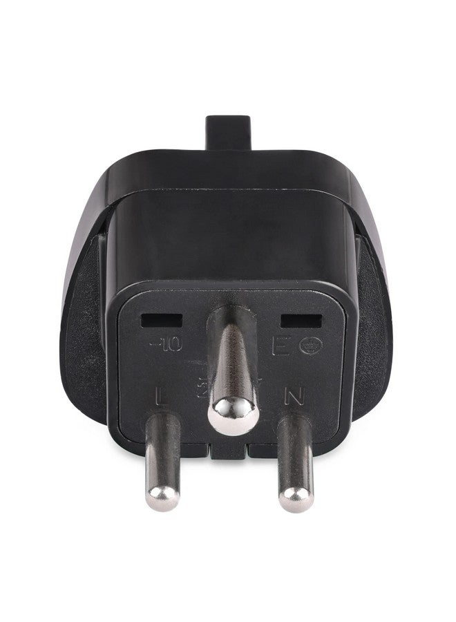 OREI OREI European (Schuko) to India Plug Adapter - Convert European Type E/F Input to India Type D Three Prong Output Connection - Heavy Duty - Black Color (2 Pack) - Image 4