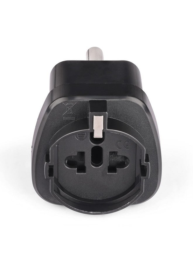 OREI OREI European (Schuko) to India Plug Adapter - Convert European Type E/F Input to India Type D Three Prong Output Connection - Heavy Duty - Black Color (2 Pack) - Image 3