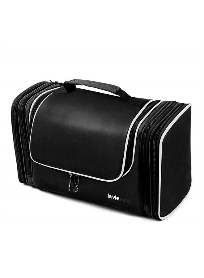 Lavievert Toiletry Bag/Makeup Organizer/Cosmetic Bag/Portable Travel Kit Organizer/Household Storage Pack/Bathroom Storage with Hanging for Business, Vacation, Household - Black