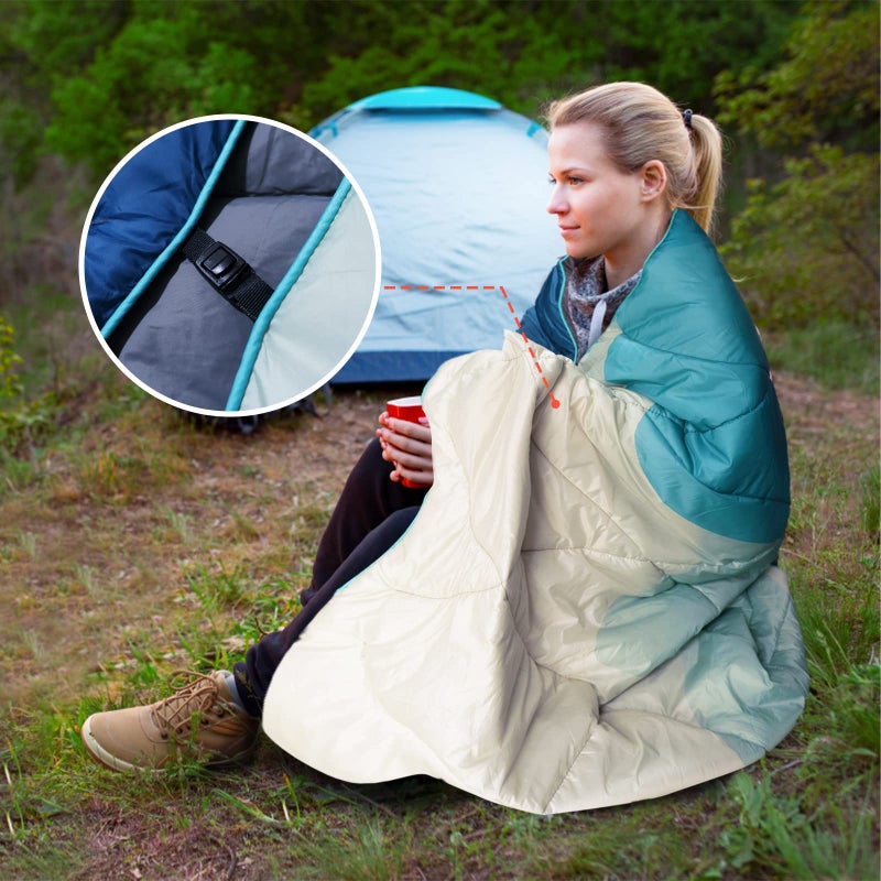 GLORSIGN Outdoor Puffy Camping Blanket, Lightweight Down Alternative Puffy Printed Camping Large Ultra Warm Hammock Top Quilt Waterproof Blanket for Traveling Picnic Beach Party Cold Weather (Green Mountain) - Image 2