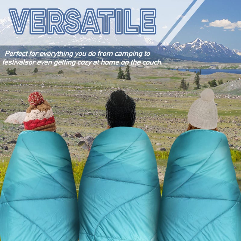 GLORSIGN Outdoor Puffy Camping Blanket, Lightweight Down Alternative Puffy Printed Camping Large Ultra Warm Hammock Top Quilt Waterproof Blanket for Traveling Picnic Beach Party Cold Weather (Green Mountain) - Image 5
