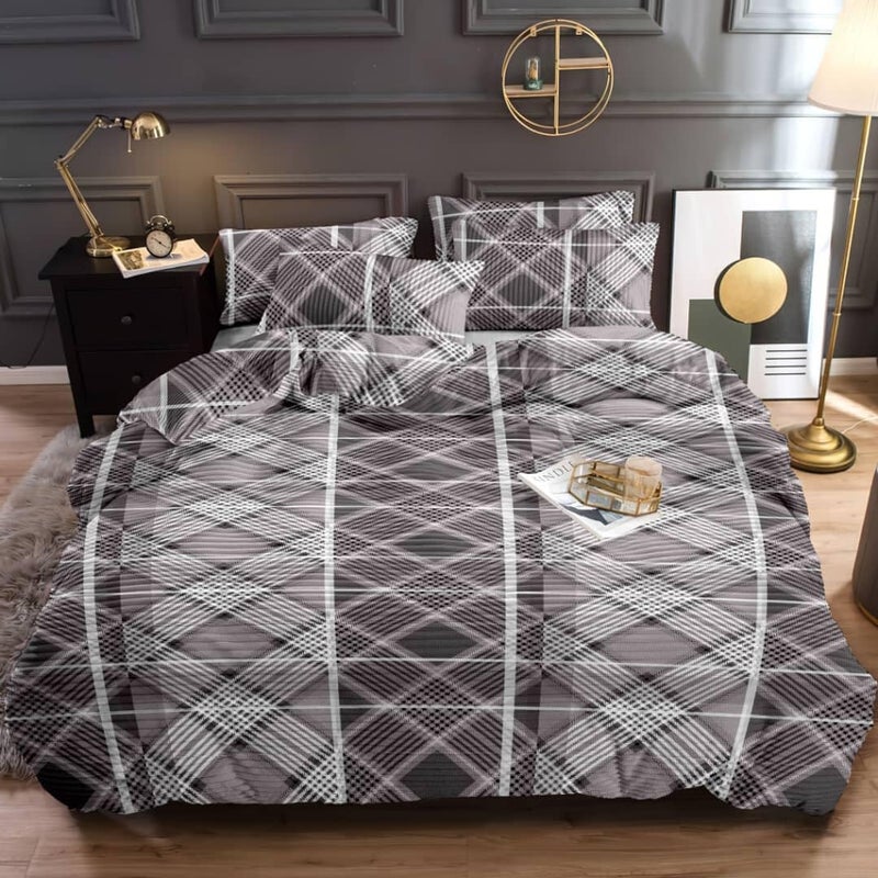 BREVARD Morado 190 GSM Flannel Super Soft Warm Double Bed Quilt CoverDuvet CoverRajai CoverBlanket Cover for Winters with Zipper 90x100 Inches Grey Cross