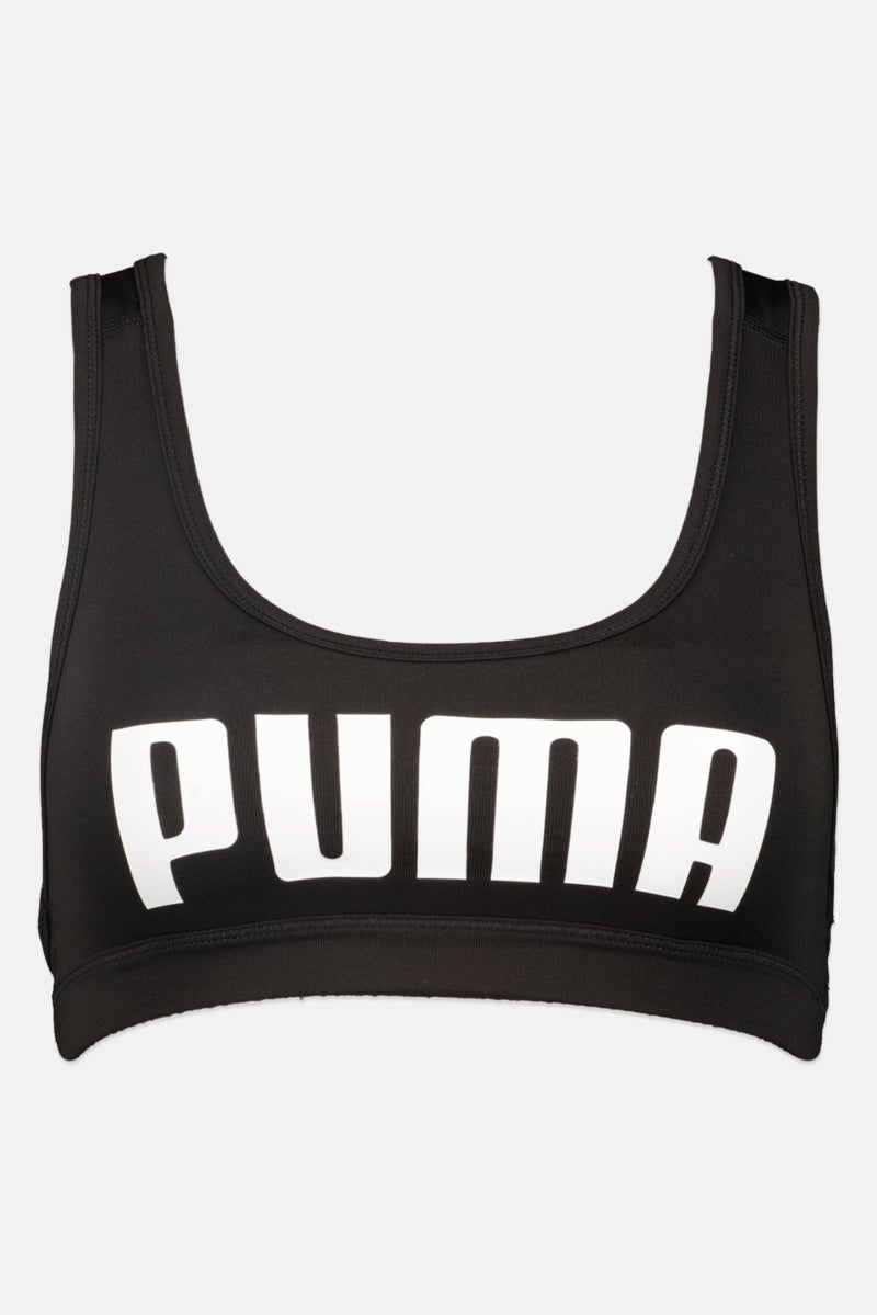 PUMA سوتيان رياضي غير مبطن بشعار العلامة التجارية للنساء، أسود - Image 1