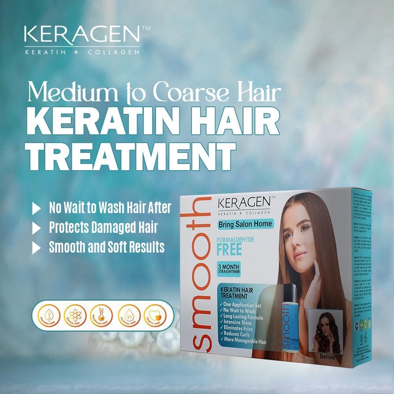 Keragen Brazilian Keratin Smoothing Treatment - Formaldehyde-Free Express Home Blowout Kit - Straightens & Smooths Frizz - Includes 2 Oz Treatment, Clarifying Shampoo & Aftercare Samples - Image 5