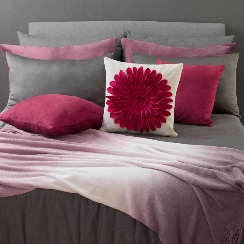 OiseauVoler 3D Sunflower Throw Pillow Cover Decorative Handmade Pillowcase Cushion Cover Case for Home Sofa Bed Living Room Decor 18x18 Inch Rose Red - Image 3