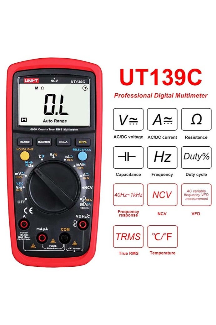 UniT UNI-T UT139C Digital Multimeter Auto Range True RMS Meter Handheld Tester 6000 Count Voltmeter Temperature Test - Image 2