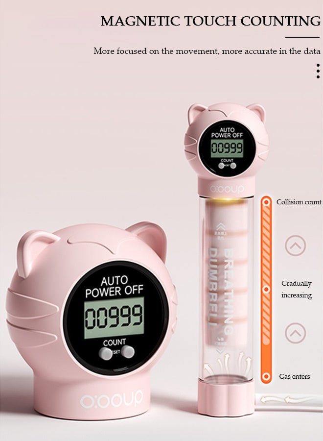 DUNISO Lung Exerciser, Digital Counting Breathing Dumbbell, 248g Adjustable Weight Lung Capacity Trainer, Peach Pink Respiratory Exercise Device for Core Strength, Abdominal Training & Face Slimming - Image 3
