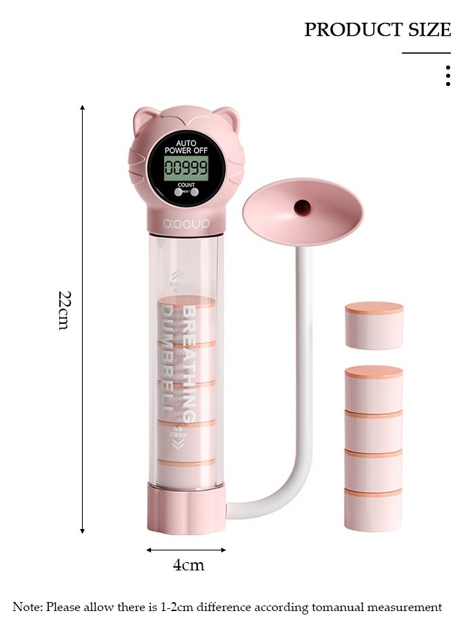 DUNISO Lung Exerciser, Digital Counting Breathing Dumbbell, 248g Adjustable Weight Lung Capacity Trainer, Peach Pink Respiratory Exercise Device for Core Strength, Abdominal Training & Face Slimming - Image 2