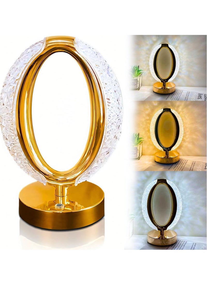 ARGT مصباح طاولة كريستالي ذكي بحساس لمسي - ضوء مكتب LED قابل للتعتيم بثلاثة مستويات، قابل للشحن عبر USB، مصباح كريستالي ذهبي لغرفة النوم، غرفة المعيشة وديكور المنزل، تحكم لمسي أنيق - Image 1