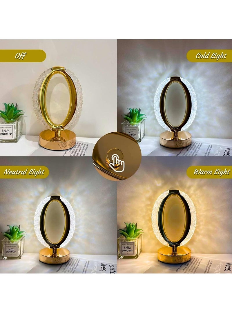 ARGT مصباح طاولة كريستالي ذكي بحساس لمسي - ضوء مكتب LED قابل للتعتيم بثلاثة مستويات، قابل للشحن عبر USB، مصباح كريستالي ذهبي لغرفة النوم، غرفة المعيشة وديكور المنزل، تحكم لمسي أنيق - Image 3
