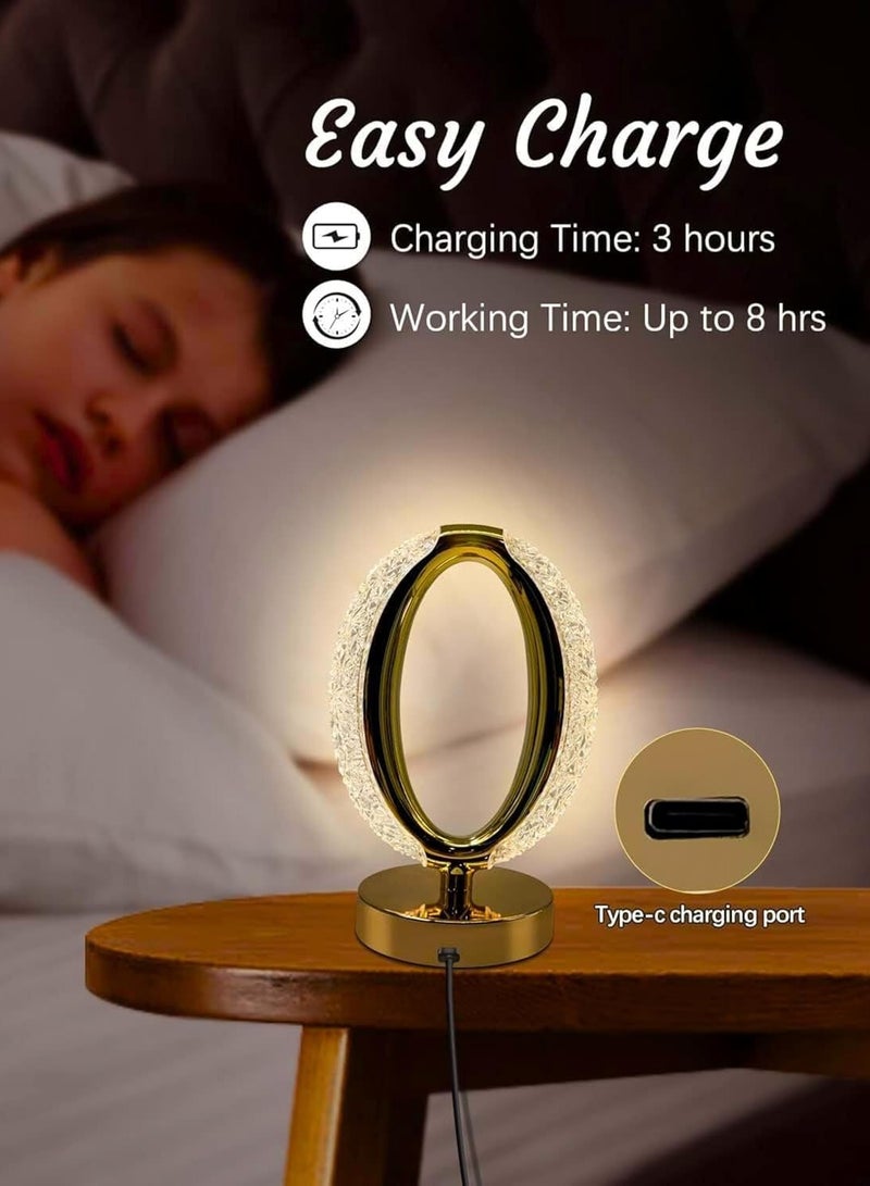 ARGT مصباح طاولة كريستالي ذكي بحساس لمسي - ضوء مكتب LED قابل للتعتيم بثلاثة مستويات، قابل للشحن عبر USB، مصباح كريستالي ذهبي لغرفة النوم، غرفة المعيشة وديكور المنزل، تحكم لمسي أنيق - Image 4