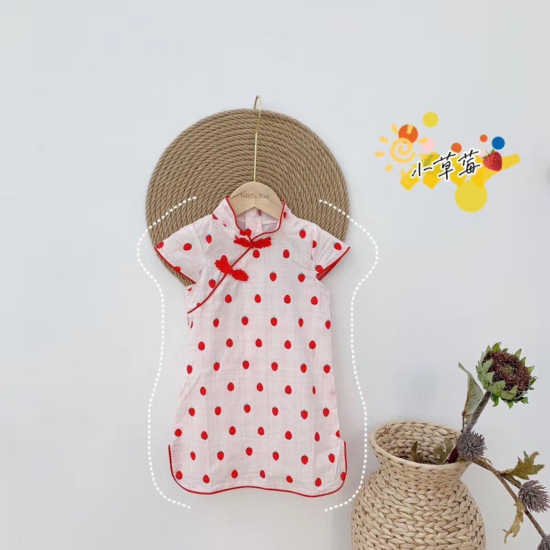 Girls Chinese Style Hanfu Summer Dress 5939 Ten Color Red Strawberry -17