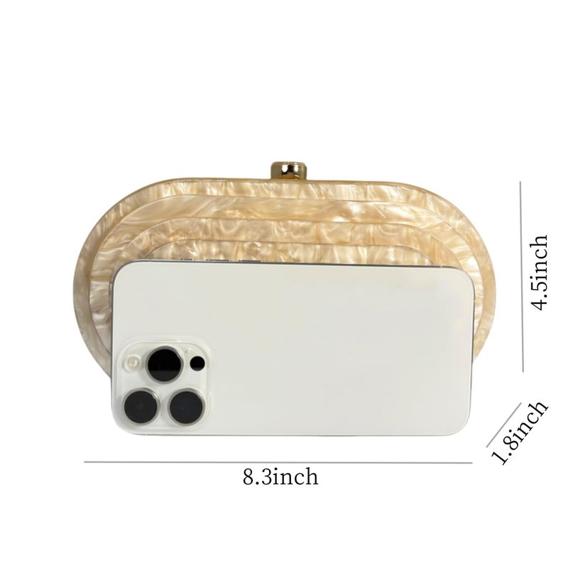 GSYPS Acrylic Clutch Purse Marbled Evening Handags Elegant Shoulder Bag for Wedding Cocktail Party Prom C-Champagne - Image 2
