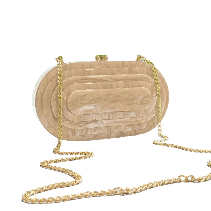 GSYPS Acrylic Clutch Purse Marbled Evening Handags Elegant Shoulder Bag for Wedding Cocktail Party Prom C-Champagne - Image 4