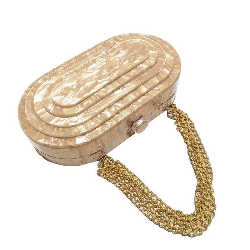 GSYPS Acrylic Clutch Purse Marbled Evening Handags Elegant Shoulder Bag for Wedding Cocktail Party Prom C-Champagne - Image 5