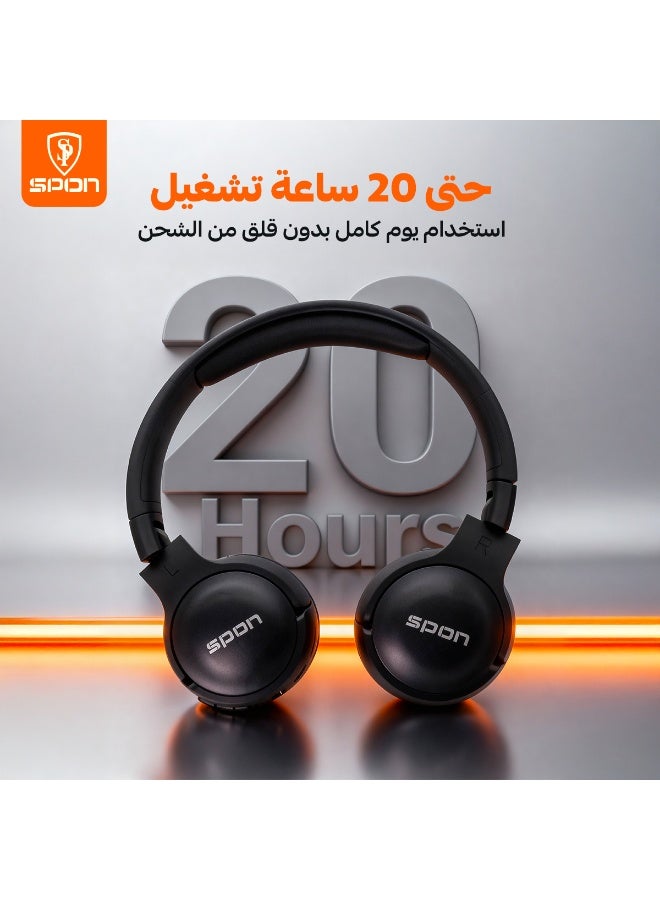SPON Wireless over-ear headphones, foldable design, pure bass sound, lightweight and comfortable Bluetooth, app connectivity, multipoint connection - Image 2