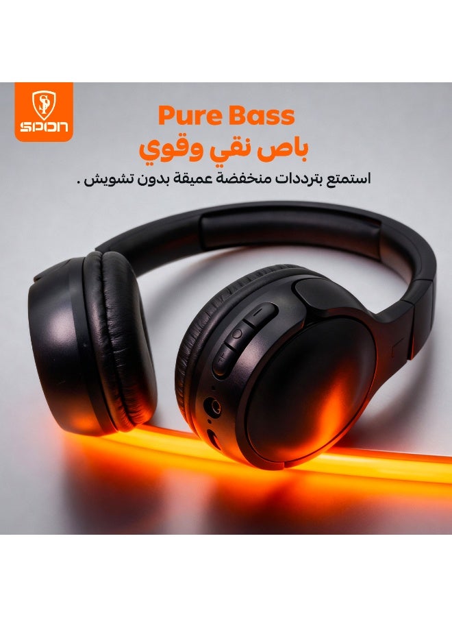 SPON Wireless over-ear headphones, foldable design, pure bass sound, lightweight and comfortable Bluetooth, app connectivity, multipoint connection - Image 4