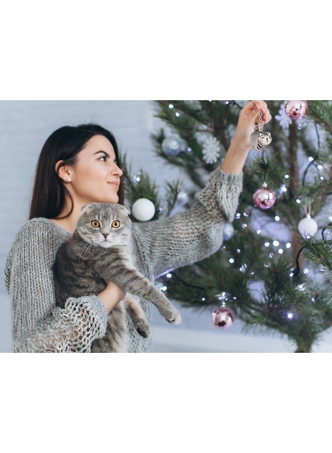 WaaHome Handmade Wood Cat Christmas Ornaments Cat Gifts for Cat Lovers Women Cat Mom, Farmhouse Wooden Cat Ornaments for Christmas Tree Decorations, Cat Pet Lover Gifts - Image 3