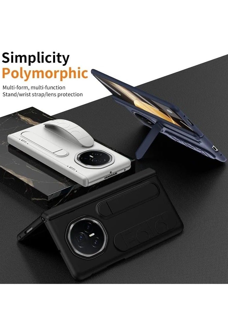 Case Compatible with Honor Magic V3 Case, [Built-in Screen Protector] Elastic Silicone Wristband Phone Case Shockproof PC Protective Cover for Honor Magic V3 (Black)  - Image 3