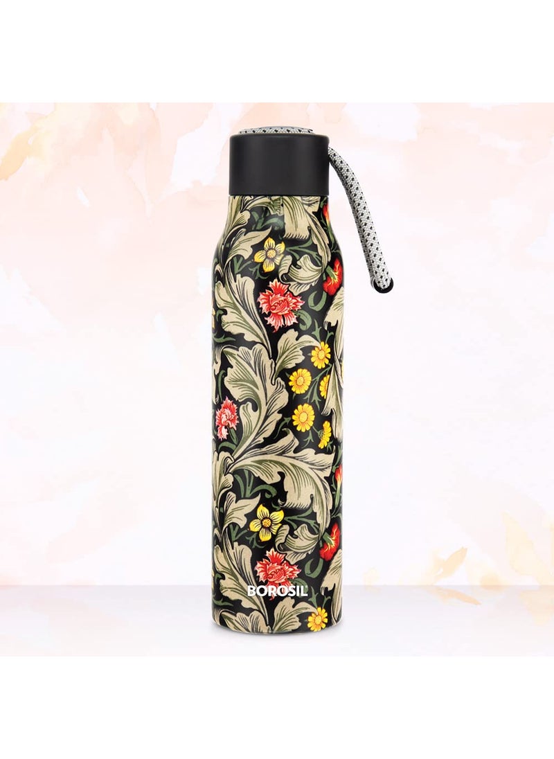 BOROSIL Borosil Hydra Aquasoul Slate Water Bottle, Stainless Steel Water Bottles, Double Wall Vacuum Insulated Flask Bottle, 600 ml  - Image 1