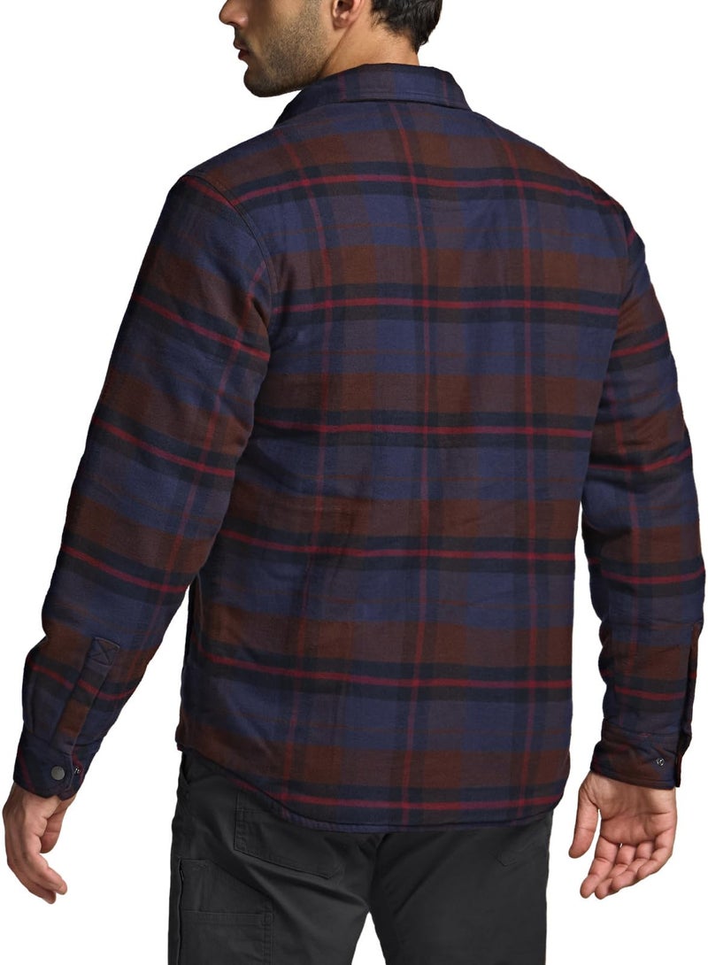 CQR Men's Flannel Shirt Jacket Long Sleeve, Winter Warm Outdoor Casual Plaid Jacket Coat with Pockets, Sherpa Stealth Woods Night, 3X-Large - Image 3