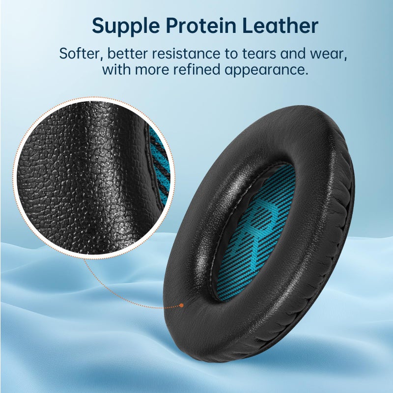 Aurivor Replacement Ear-Pads for Bose QuietComfort QC 35 (ii) 25 15 2 Headphones, Tear-Proof Cushion for QC35 (ii) QC25 QC15 QC2 SoundTrue/SoundLink AE2/AE2i/AE2w Around-Ear Headphones (Black) - Image 4
