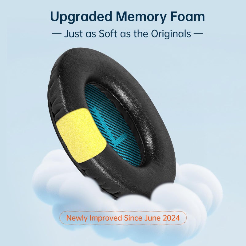 Aurivor Replacement Ear-Pads for Bose QuietComfort QC 35 (ii) 25 15 2 Headphones, Tear-Proof Cushion for QC35 (ii) QC25 QC15 QC2 SoundTrue/SoundLink AE2/AE2i/AE2w Around-Ear Headphones (Black) - Image 3