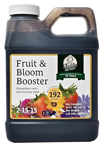 Farmer's Secret Farmer’s Secret Fruit & Bloom Booster Fertilizer (16oz) - Super Concentrated - Boosts Flowering and Yield on All Varieties of Fruits, Vegetables and Flowers - Formulated for Late Summer & Early Fall - Image 1